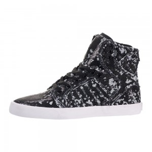 Altos Supra SkyTop Mujer Negros Blancos | CZJWT0257