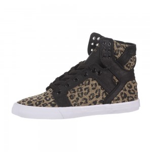 Altos Supra SkyTop Mujer Negros Leopardo | AQERP0239