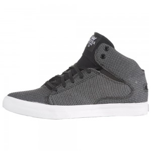 Tenis Skate Supra Society Mid Hombre Negros Blancos | OCIDW6813