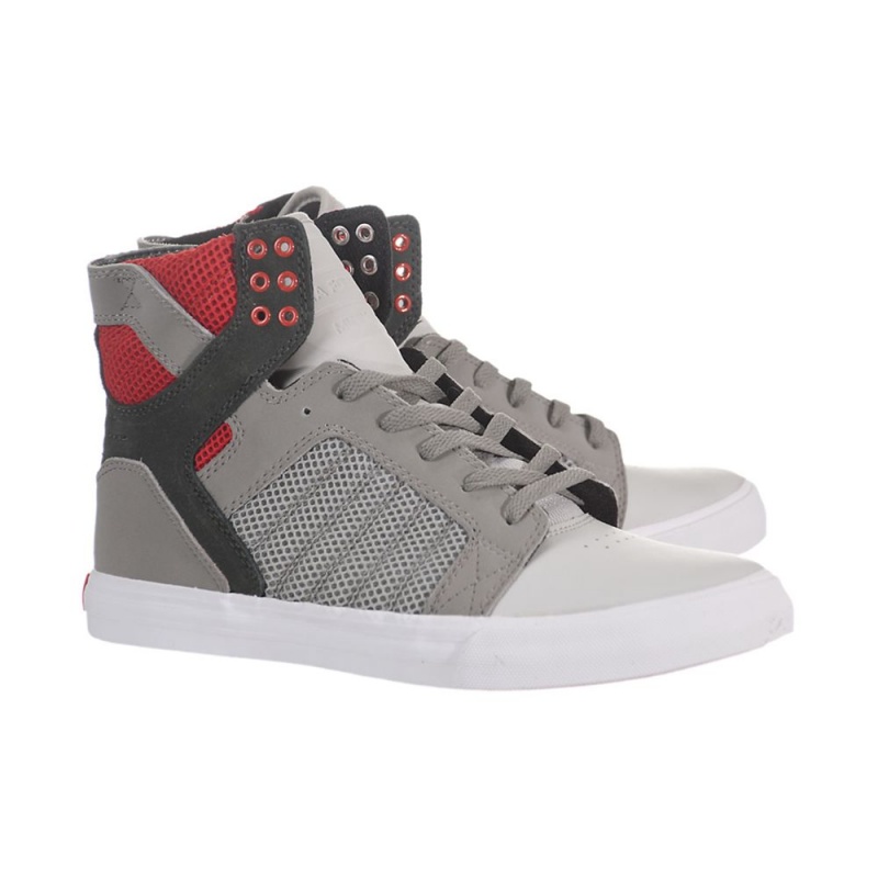 Altos Supra SkyTop Hombre Grises Rojos | GYAQW9805