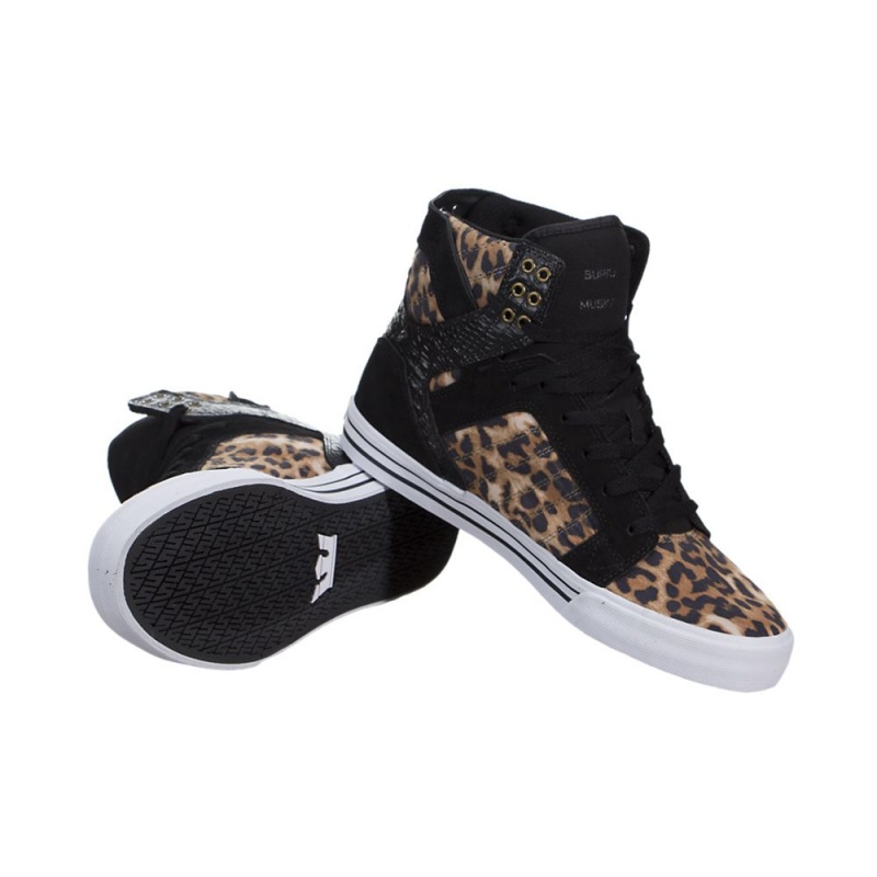 Altos Supra SkyTop Hombre Leopardo Negros | SYKVT4782