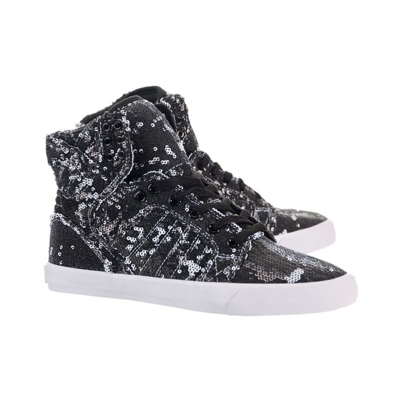 Altos Supra SkyTop Mujer Negros Blancos | CZJWT0257