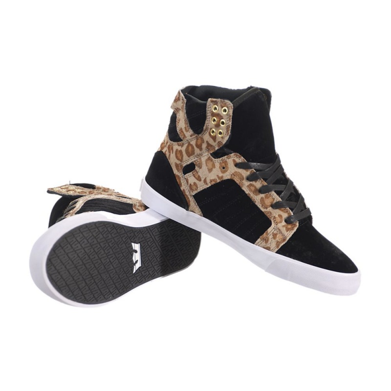 Altos Supra SkyTop Mujer Negros Leopardo | UKCHX9614