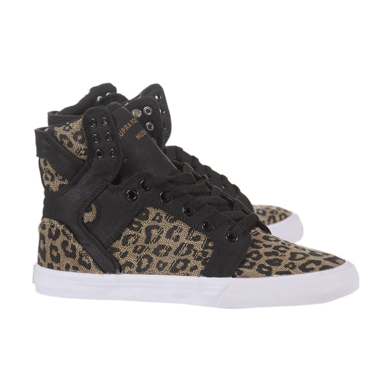 Altos Supra SkyTop Mujer Negros Leopardo | AQERP0239