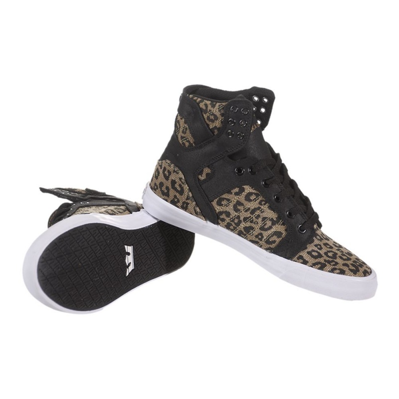 Altos Supra SkyTop Mujer Negros Leopardo | AQERP0239