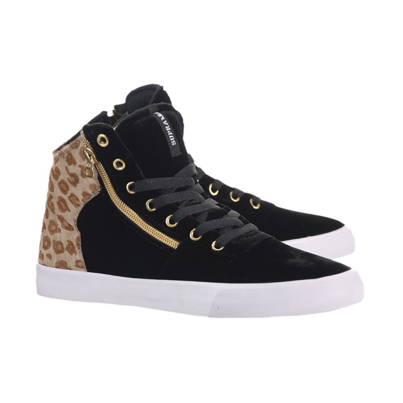 Tenis Skate Supra Cuttler Mujer Negros Leopardo | AIPXJ2693