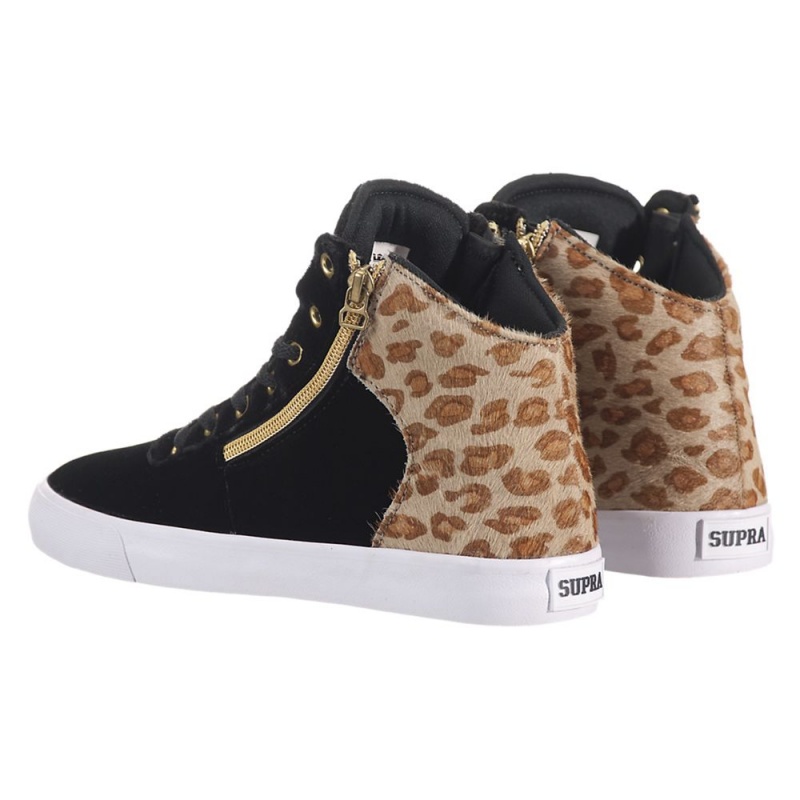 Tenis Skate Supra Cuttler Mujer Negros Leopardo | AIPXJ2693