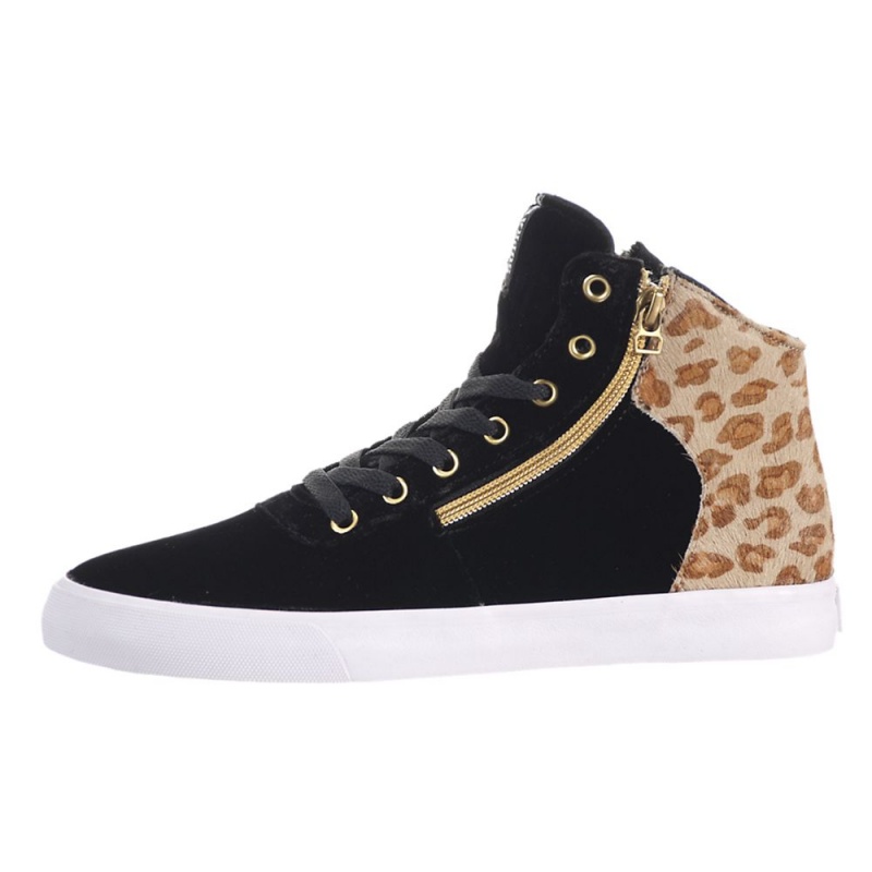 Tenis Skate Supra Cuttler Mujer Negros Leopardo | AIPXJ2693