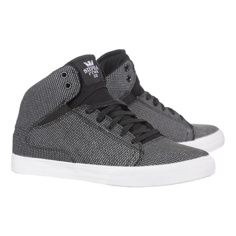 Tenis Skate Supra Society Mid Hombre Negros Blancos | OCIDW6813