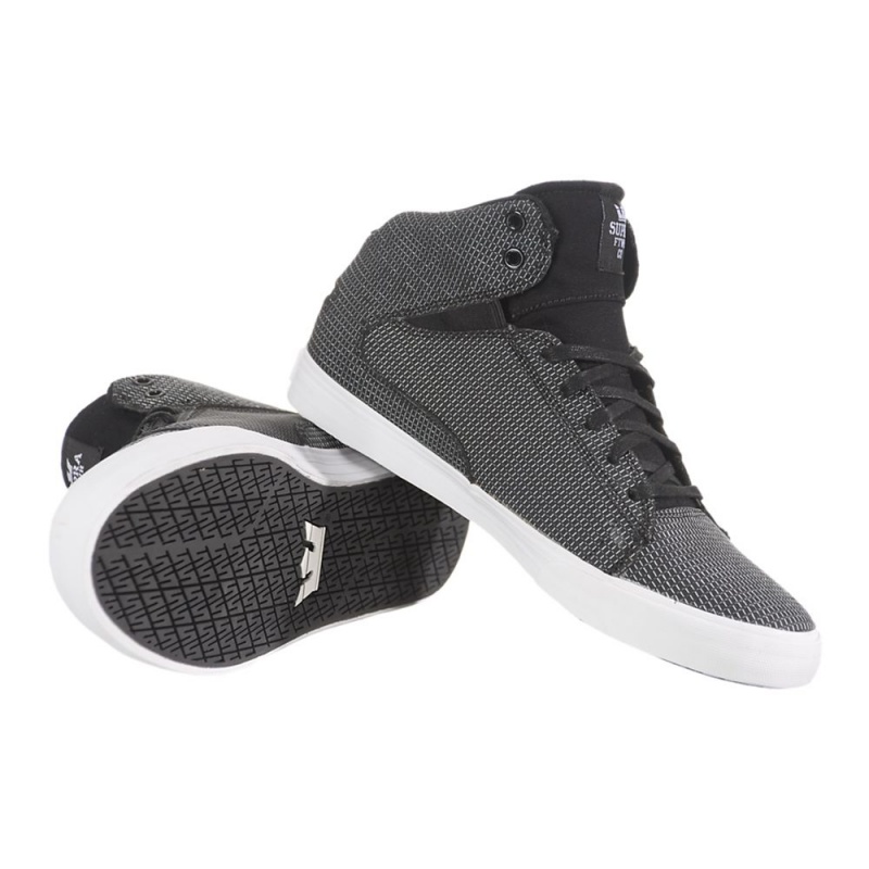 Tenis Skate Supra Society Mid Hombre Negros Blancos | OCIDW6813