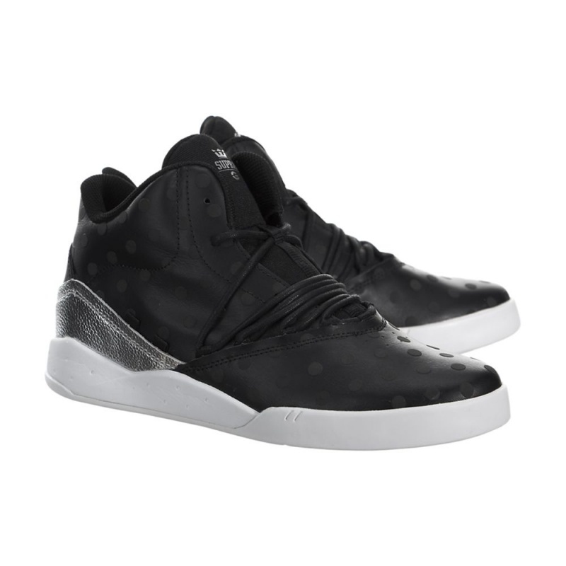 Tenis Supra Estaban Mujer Negros Plateados | OXHVK0185