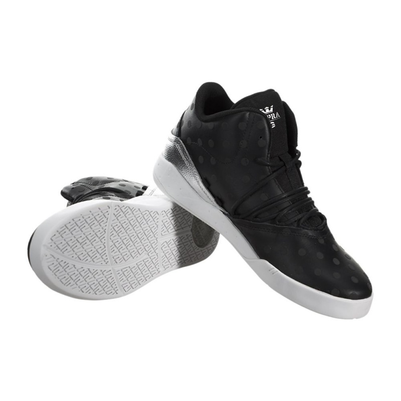 Tenis Supra Estaban Mujer Negros Plateados | OXHVK0185