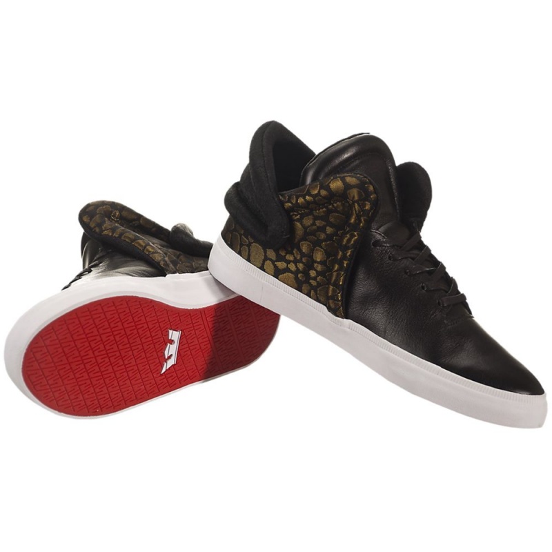 Tenis Supra Falcon Hombre Negros Dorados | MPIZS6592